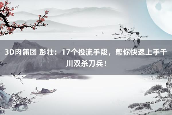 3D肉蒲团 彭壮：17个投流手段，帮你快速上手千川双杀刀兵！