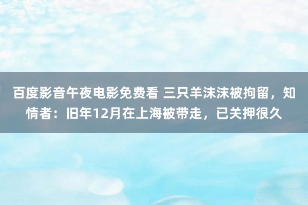 百度影音午夜电影免费看 三只羊沫沫被拘留，知情者：旧年12月在上海被带走，已关押很久