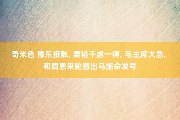 奇米色 豫东接触, 粟裕千虑一得, 毛主席大急, 和周恩来轮替出马施命发号