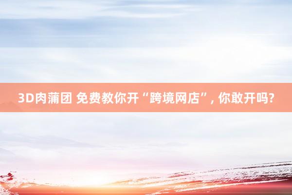 3D肉蒲团 免费教你开“跨境网店”, 你敢开吗?