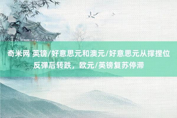 奇米网 英镑/好意思元和澳元/好意思元从撑捏位反弹后转跌，欧元/英镑复苏停滞