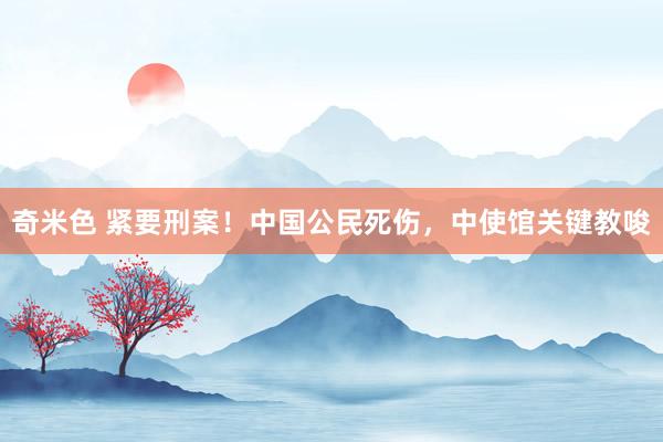 奇米色 紧要刑案！中国公民死伤，中使馆关键教唆