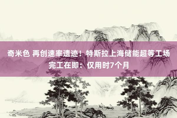 奇米色 再创速率遗迹！特斯拉上海储能超等工场完工在即：仅用时7个月