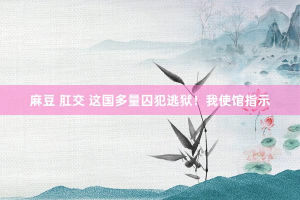 麻豆 肛交 这国多量囚犯逃狱！我使馆指示