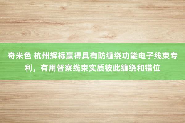 奇米色 杭州辉标赢得具有防缠绕功能电子线束专利，有用督察线束实质彼此缠绕和错位
