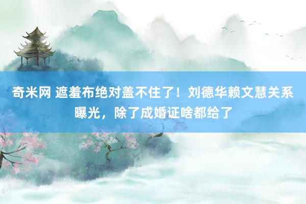 奇米网 遮羞布绝对盖不住了！刘德华赖文慧关系曝光，除了成婚证啥都给了