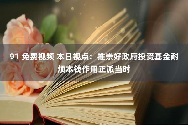 91 免费视频 本日视点：推崇好政府投资基金耐烦本钱作用正派当时