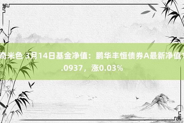 奇米色 3月14日基金净值：鹏华丰恒债券A最新净值1.0937，涨0.03%