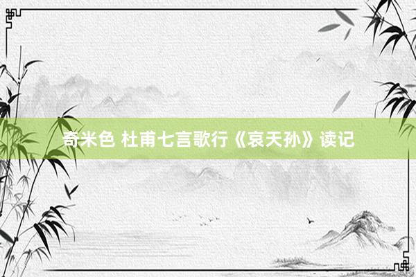 奇米色 杜甫七言歌行《哀天孙》读记