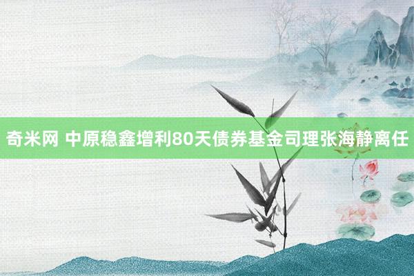 奇米网 中原稳鑫增利80天债券基金司理张海静离任
