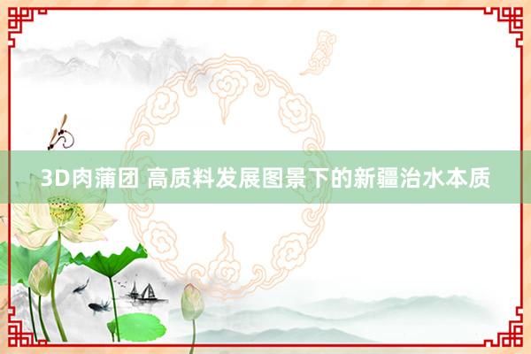 3D肉蒲团 高质料发展图景下的新疆治水本质