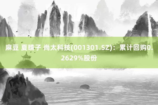 麻豆 夏晴子 尚太科技(001301.SZ)：累计回购0.2629%股份