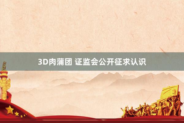 3D肉蒲团 证监会公开征求认识
