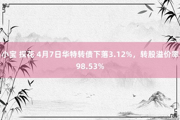 小宝 探花 4月7日华特转债下落3.12%，转股溢价率98.53%