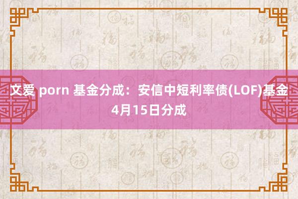 文爱 porn 基金分成：安信中短利率债(LOF)基金4月15日分成