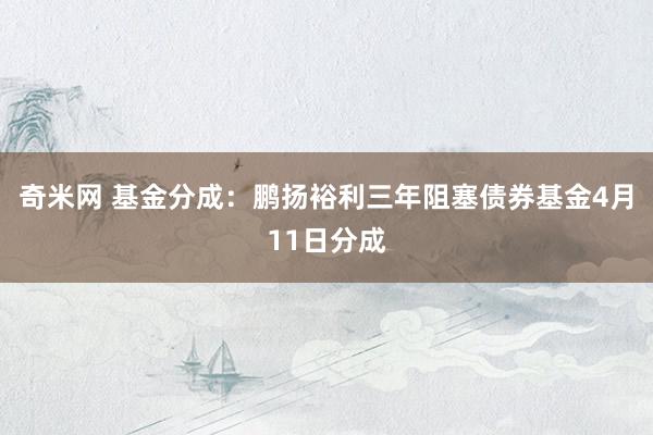 奇米网 基金分成：鹏扬裕利三年阻塞债券基金4月11日分成
