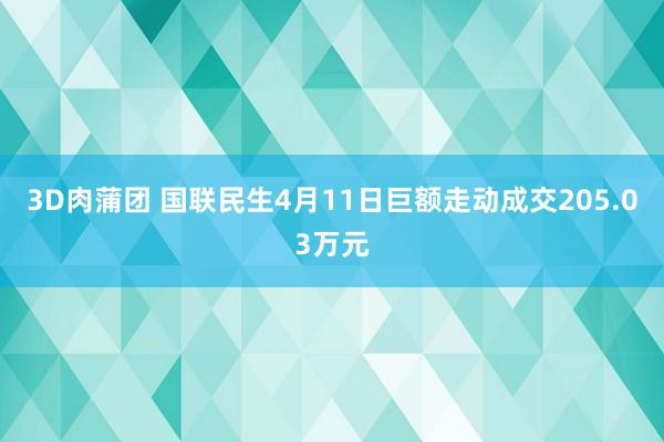 3D肉蒲团 国联民生4月11日巨额走动成交205.03万元