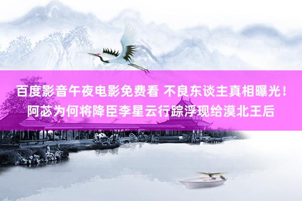 百度影音午夜电影免费看 不良东谈主真相曝光！阿苾为何将降臣李星云行踪浮现给漠北王后