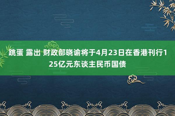跳蛋 露出 财政部晓谕将于4月23日在香港刊行125亿元东谈主民币国债
