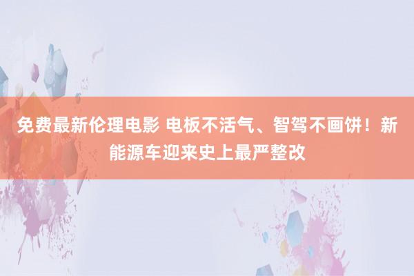 免费最新伦理电影 电板不活气、智驾不画饼！新能源车迎来史上最严整改