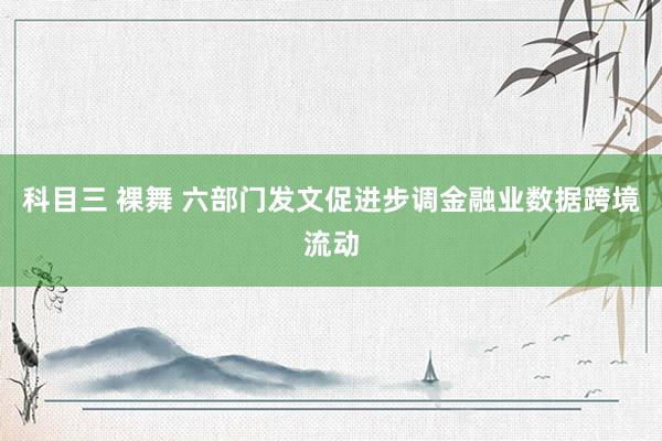 科目三 裸舞 六部门发文促进步调金融业数据跨境流动