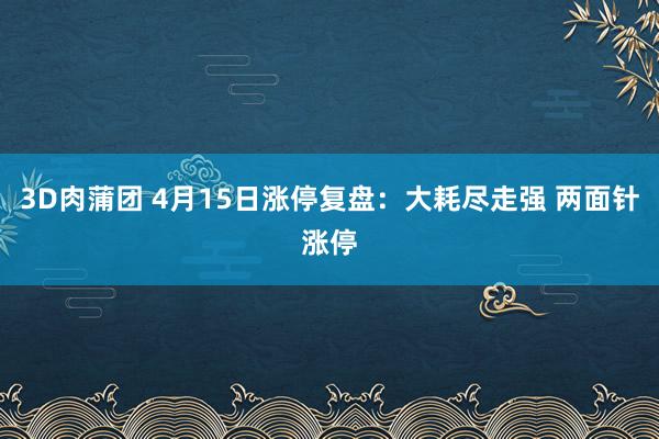 3D肉蒲团 4月15日涨停复盘：大耗尽走强 两面针涨停