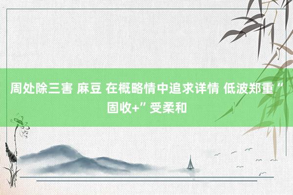 周处除三害 麻豆 在概略情中追求详情 低波郑重“固收+”受柔和