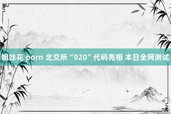姐妹花 porn 北交所“920”代码亮相 本日全网测试