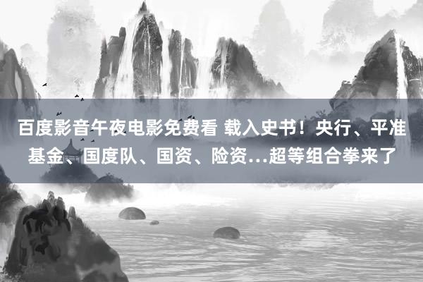百度影音午夜电影免费看 载入史书！央行、平准基金、国度队、国资、险资…超等组合拳来了