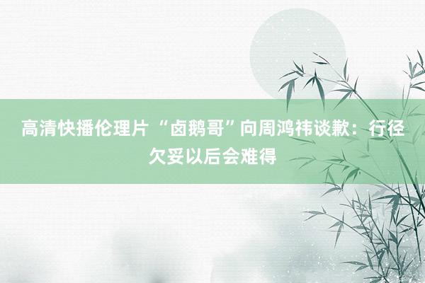 高清快播伦理片 “卤鹅哥”向周鸿祎谈歉：行径欠妥以后会难得