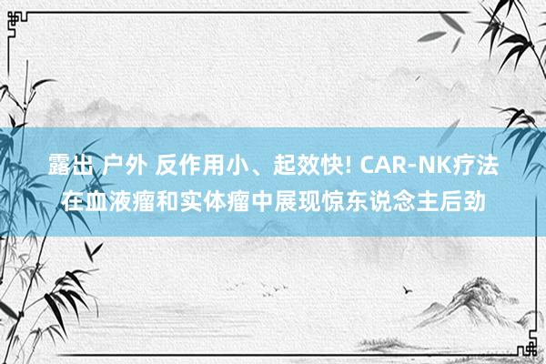 露出 户外 反作用小、起效快! CAR-NK疗法在血液瘤和实体瘤中展现惊东说念主后劲